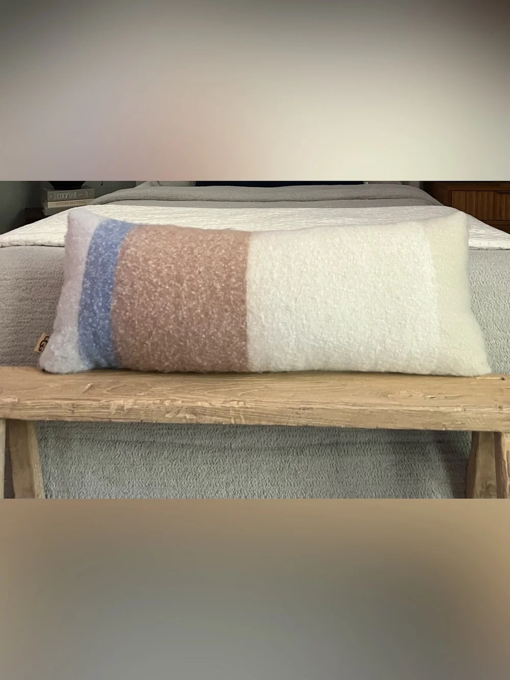 UGG Bolster Lumbar Pillow 14x36 Misty Wisteria Stripe NWOT